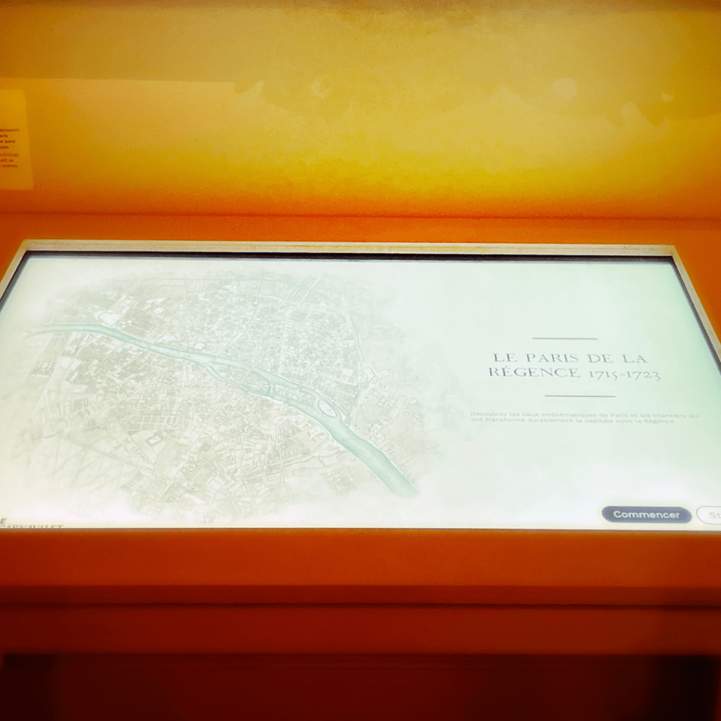 Cartographie interactive de l'exposition La Régence à Paris montrant les différents lieux importants de l'époque. 