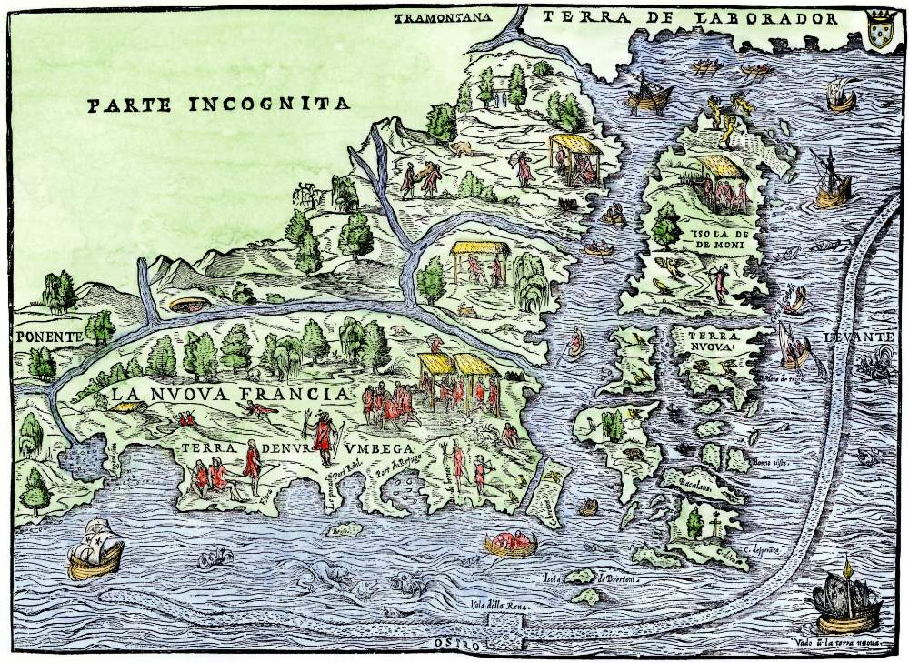 Carte de la Nouvelle France telle que nommée par Jean de Verrazane en 1524